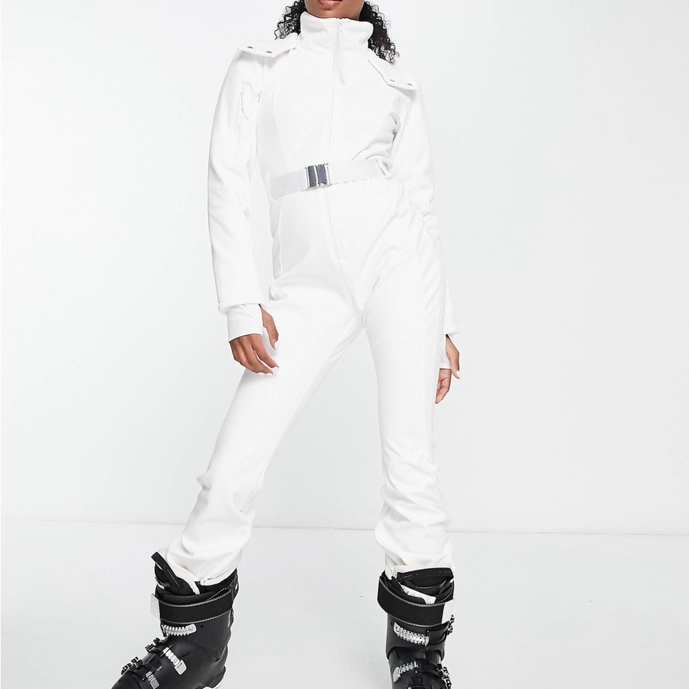 ASOS White Ski Jumpsuit with Waist Belt